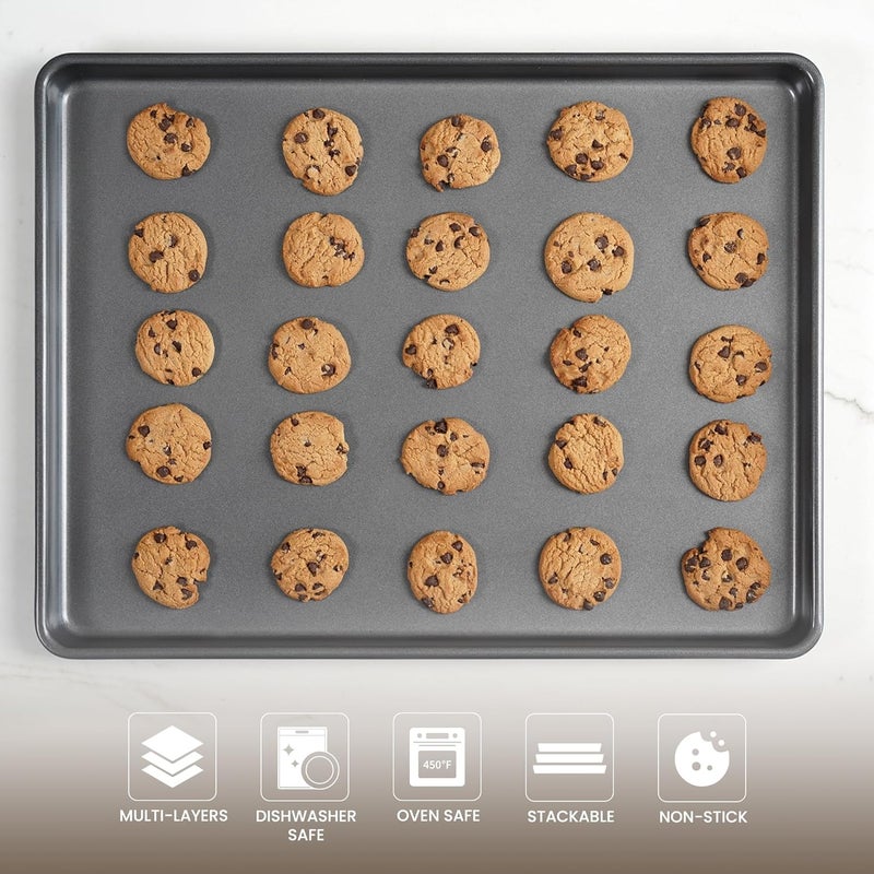 BLISI 16" x 12" Half Sheet Pans (2 Pack), Heavy-Duty Nonstick Carbon Steel Baking Sheets for Oven, Cookie Sheet Tray, Roasting Pan, Kitchen Bakeware - Image 3